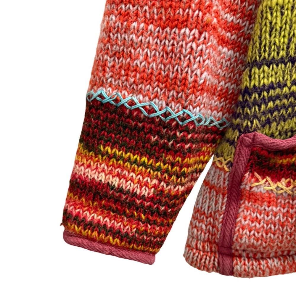 Hand Knitted Patchwork Wool Insulated Cardigan Ja… - image 8
